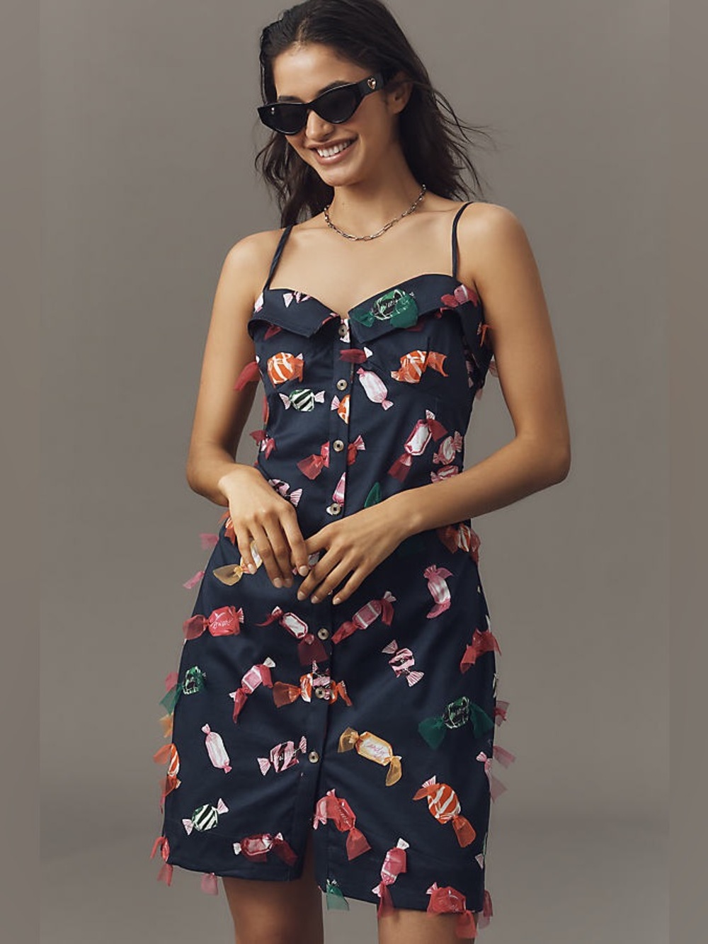 Maeve Anthropologie Candy Print 3D Tulle Appliqué Midi Dress 10 NWT - Picture 7 of 7